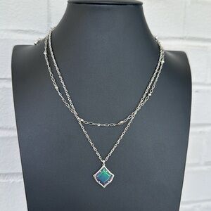 Kendra Scott Kacey Silver Multi Strand Necklace in Purple Cat’s Eye